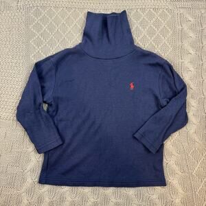 Ralph Lauren Navy Turtleneck with Red Logo ~ 2/2T